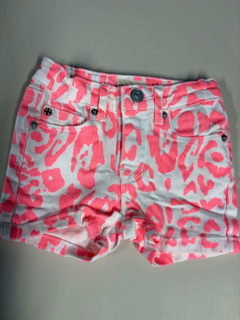 Hudson Jeans Neon Pink Leopard Print Denim Shorts